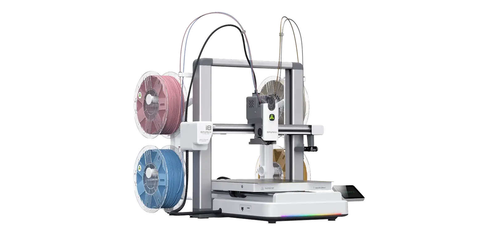 SPARKX i8 с четырьмя катушками и головкой QuarTeks для многоцветной 3D-печати